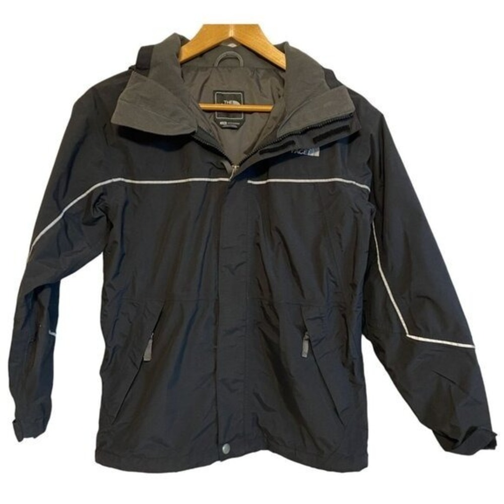 North Face Boys Large Reflective Hooded Jacket Removable Hood‎ Fleece Rain Wind